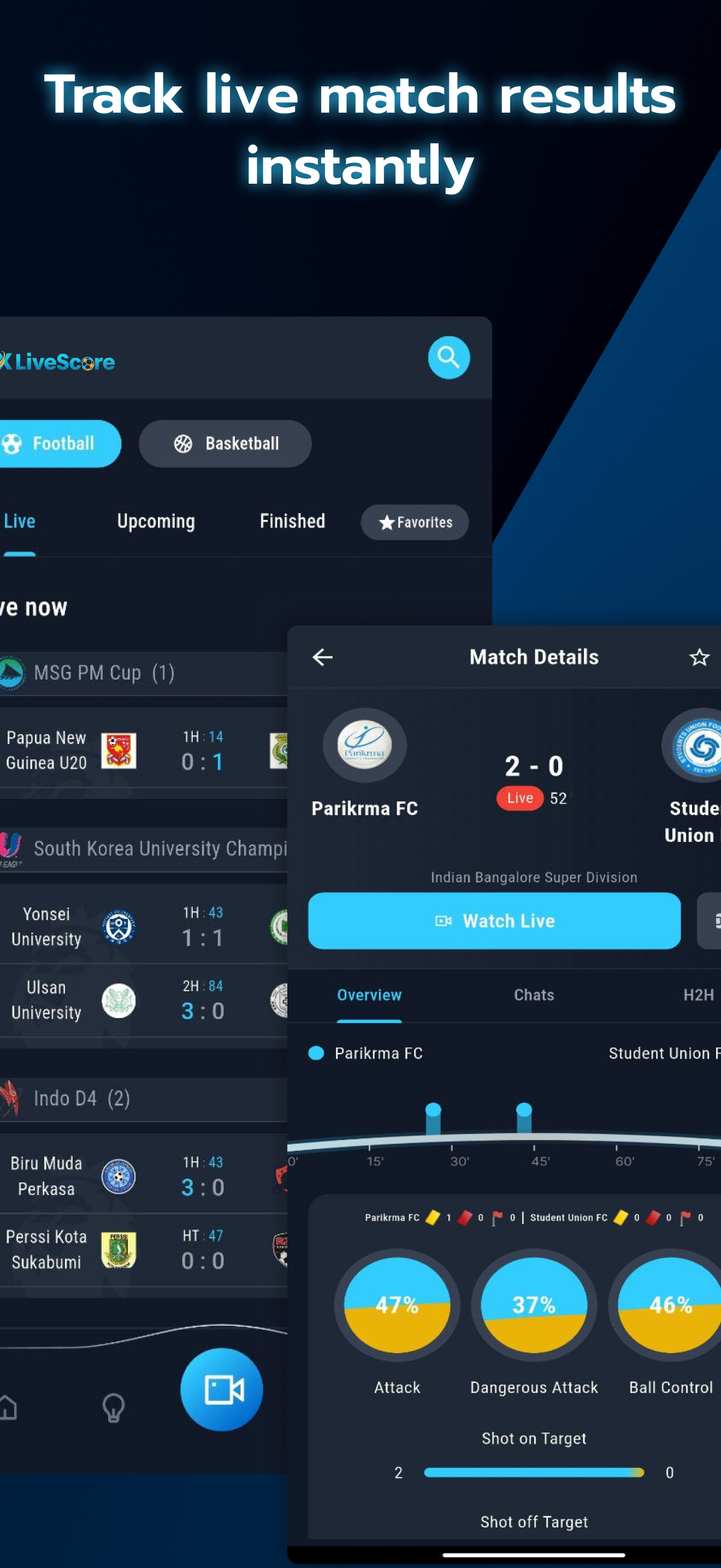 Fixtures and schedules screen in BX LiveScore